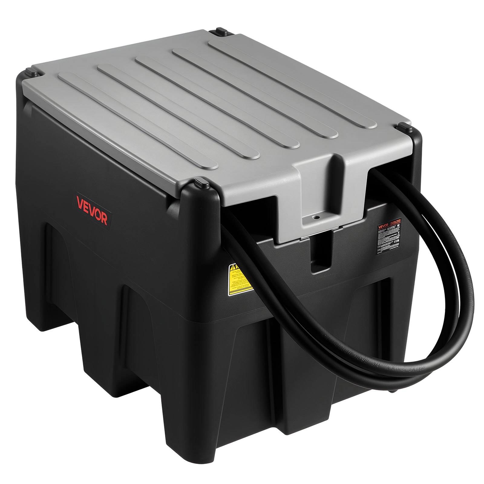 VEVOR Tanque de Diésel Portátil, Tanque de Combustible de Capacidad de 220 L con Bomba de Transferencia Eléctrica y Manguera de Goma de 3,9 m, Contendor de Transferencia de Diésel de PE, Negro