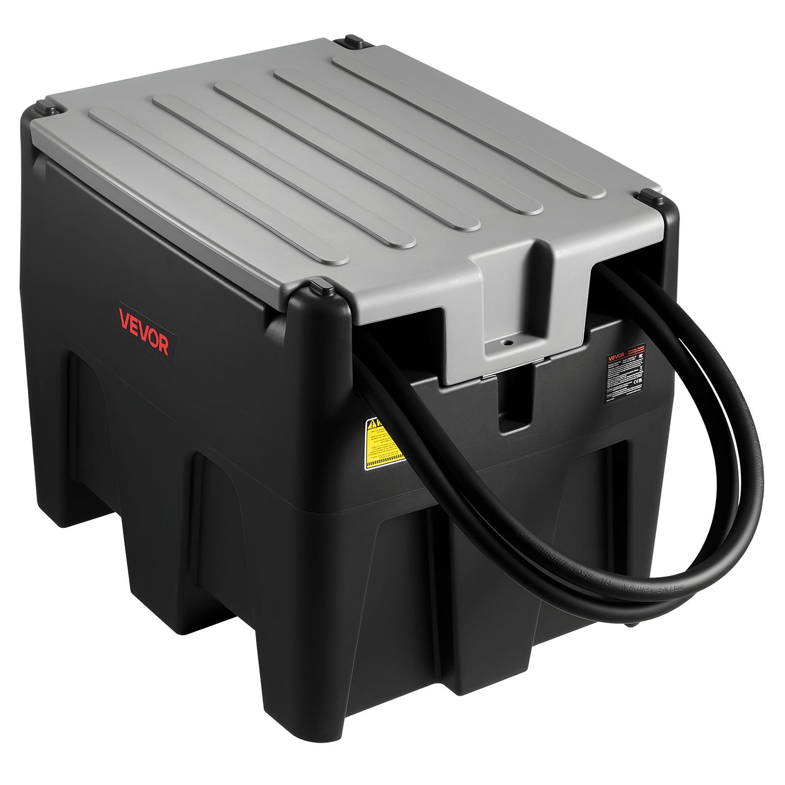 VEVOR Tanque de Diésel Portátil, Tanque de Combustible de Capacidad de 220 L con Bomba de Transferencia Eléctrica y Manguera de Goma de 3,9 m, Contendor de Transferencia de Diésel de PE, Negro