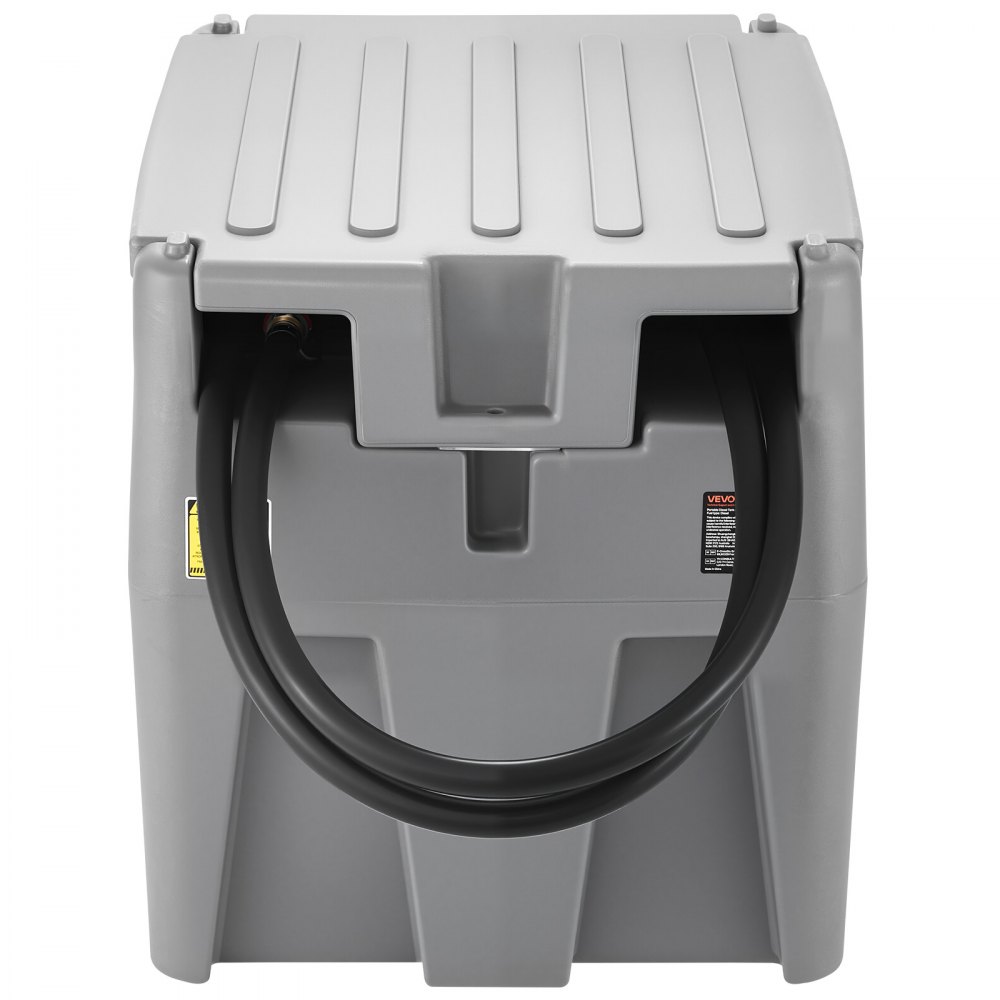 VEVOR Tanque de Diésel Portátil, Tanque de Combustible de Capacidad de 220 L con Bomba de Transferencia Eléctrica y Manguera de Goma de 3,9 m, Contendor de Transferencia de Diésel de PE, Gris