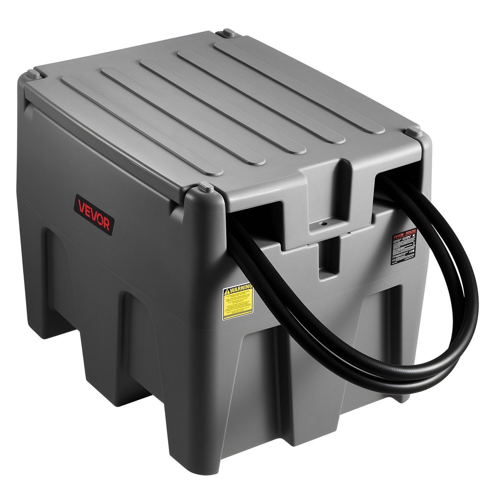 VEVOR Tanque de Diésel Portátil, Tanque de Combustible de Capacidad de 220 L con Bomba de Transferencia Eléctrica y Manguera de Goma de 3,9 m, Contendor de Transferencia de Diésel de PE, Gris