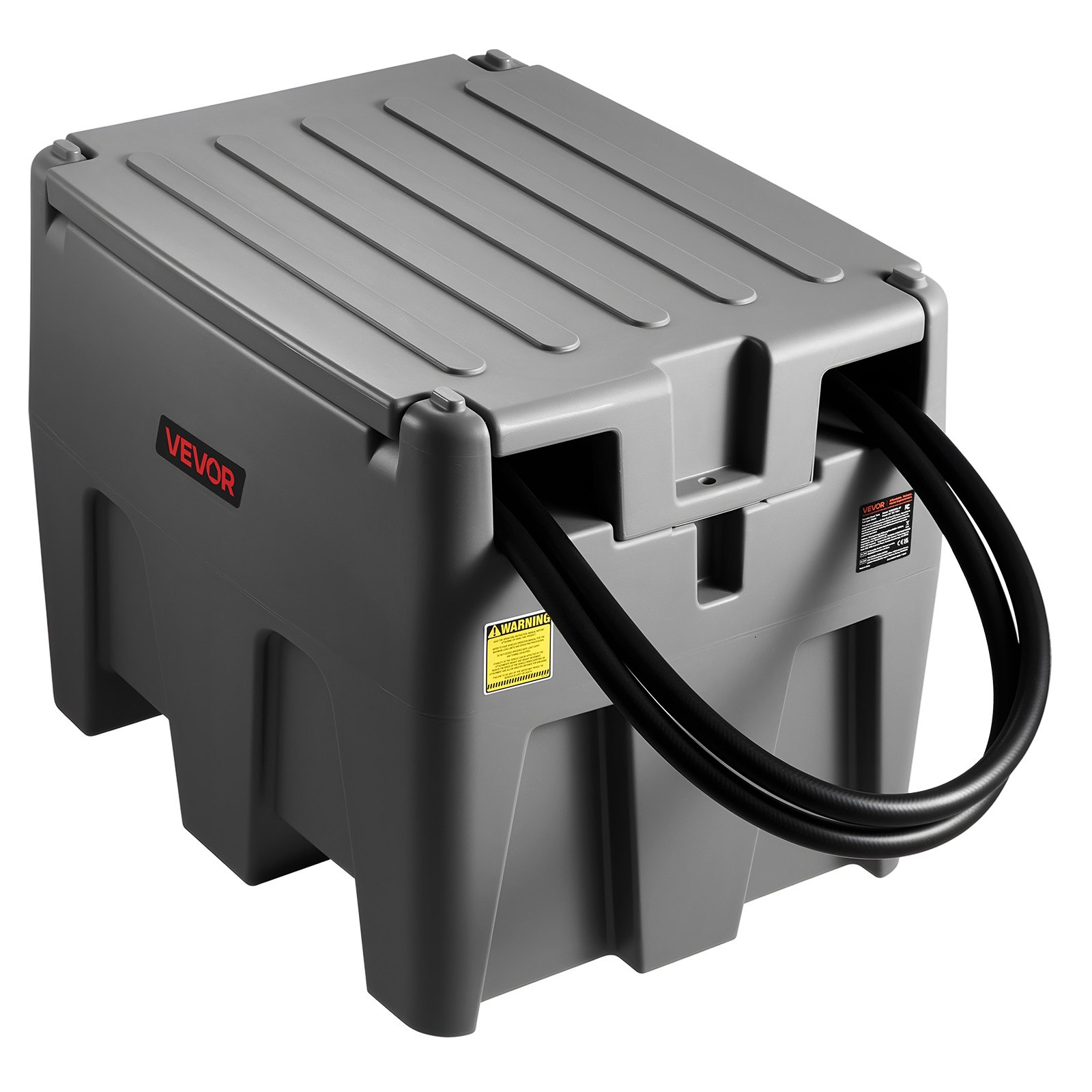 VEVOR Tanque de Diésel Portátil, Tanque de Combustible de Capacidad de 220 L con Bomba de Transferencia Eléctrica y Manguera de Goma de 3,9 m, Contendor de Transferencia de Diésel de PE, Gris