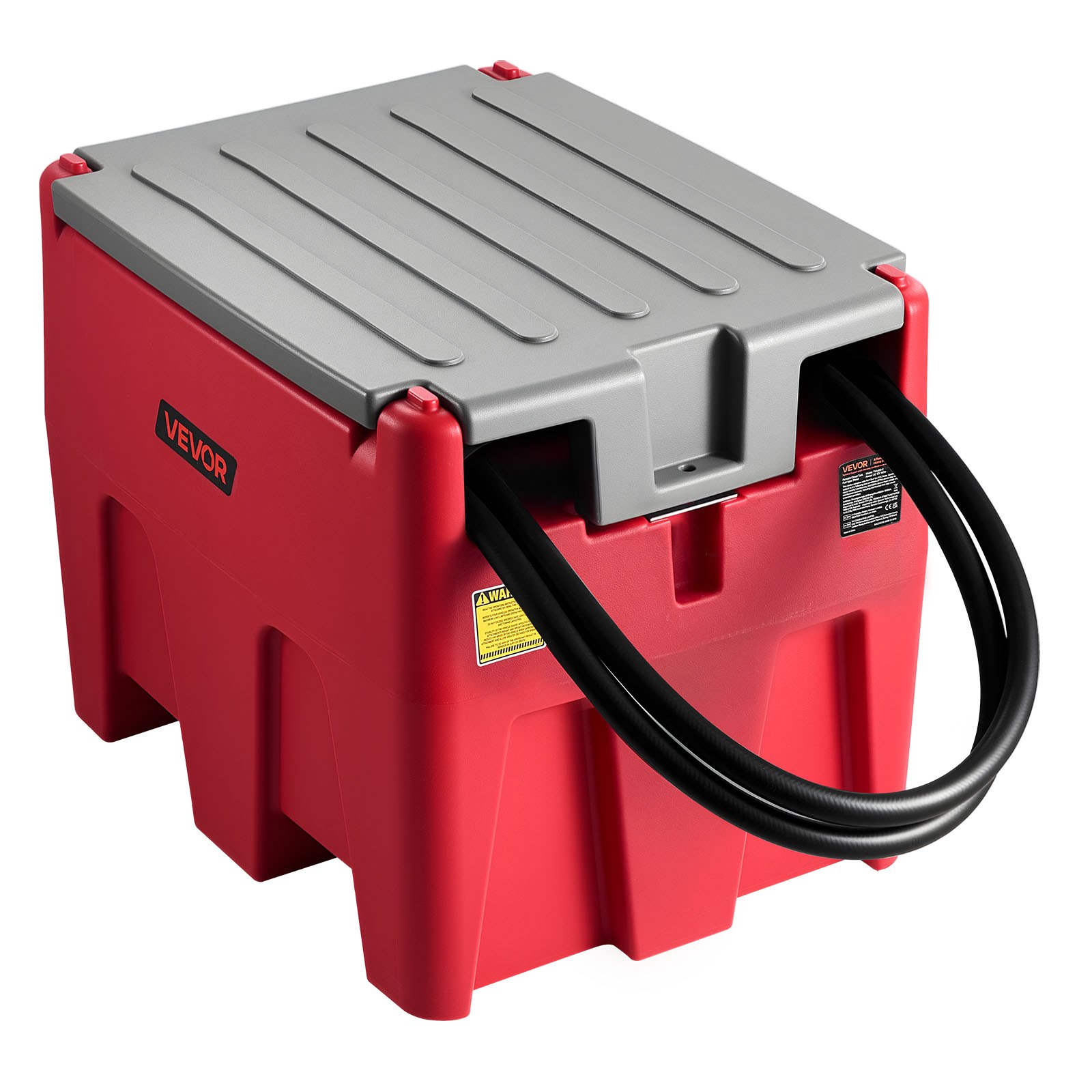 VEVOR Tanque de Diésel Portátil, Tanque de Combustible de Capacidad de 220 L con Bomba de Transferencia Eléctrica y Manguera de Goma de 3,9 m, Contendor de Transferencia de Diésel de PE, Rojo