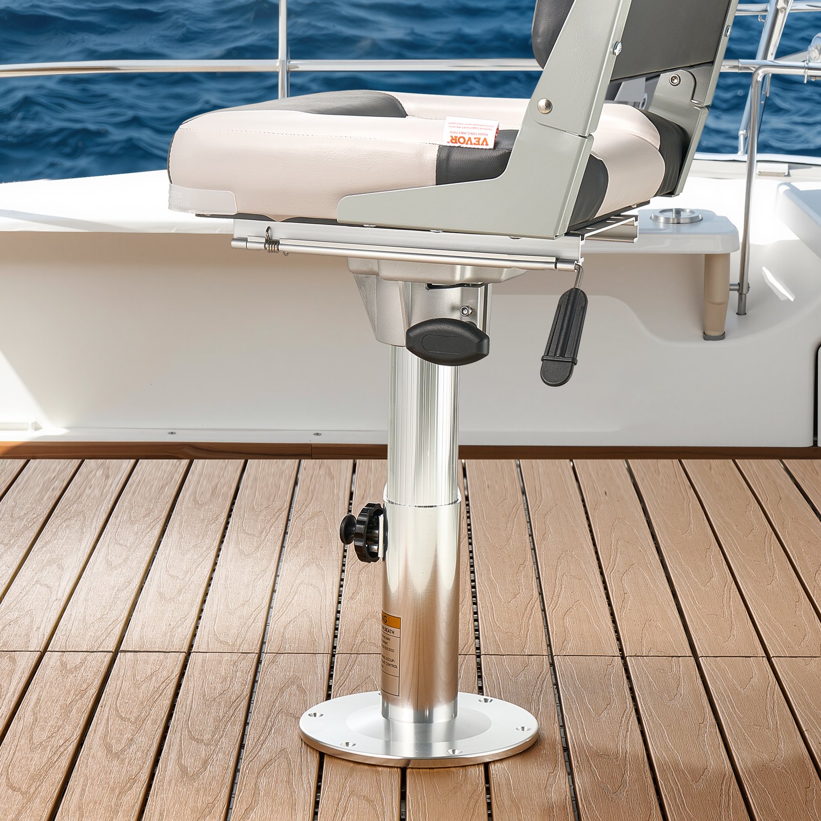 VEVOR Boat Seat Base with Forward and Reverse Slide Adjustment, Aluminum Alloy Boat Chair Base with Slider, 127 mm Slide Travel, Waterproof and Rustproof, Fits Pedestal Posts