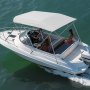 VEVOR 4 Bow Bimini Top Replacement Cover, 2440 mm Long, Durable 600D Marine Grade Waterproof Sun Shade Boat Canopy with Storage Boot, Easy Install Zipper Sleeve Awning, 2464-2616 mm W, Gray (No Frame)