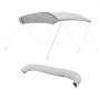 VEVOR 4 Bow Bimini Top Replacement Cover, 2440 mm Long, Durable 600D Marine Grade Waterproof Sun Shade Boat Canopy with Storage Boot, Easy Install Zipper Sleeve Awning, 2464-2616 mm W, Gray (No Frame)