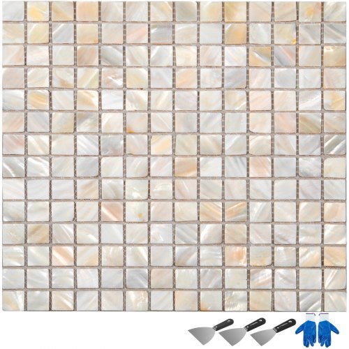 11 Pcs Azulejos De Mosaico De Cristal Baldosas De Cerámica Color Perla Baño