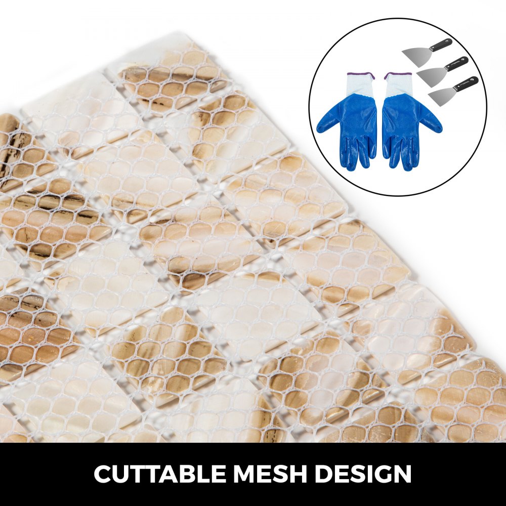 11 Pcs Azulejos De Mosaico De Cristal Baldosas De Cerámica Color Perla Baño