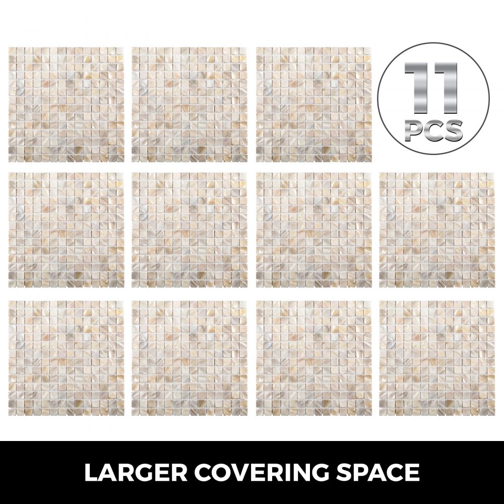 11 Pcs Azulejos De Mosaico De Cristal Baldosas De Cerámica Color Perla Baño