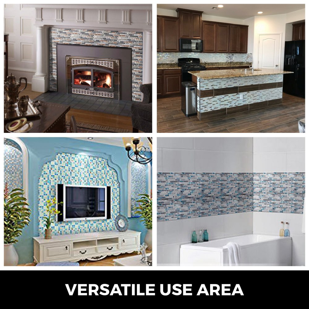 11 Pcs Azulejos De Mosaico De Cristal Baldosas De Cerámica Color Perla Baño