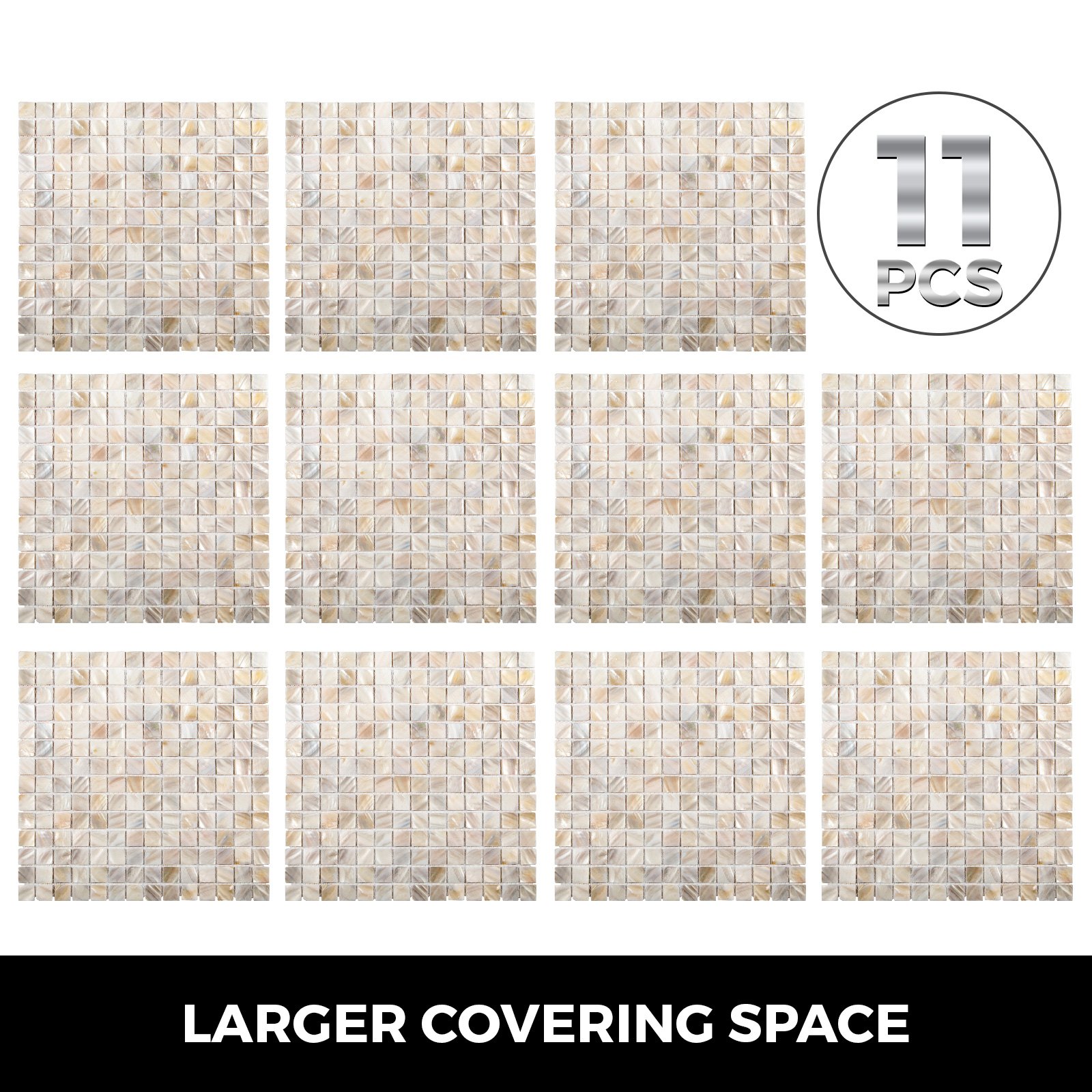 11 Pcs Azulejos De Mosaico De Cristal Baldosas De Cerámica Color Perla Baño