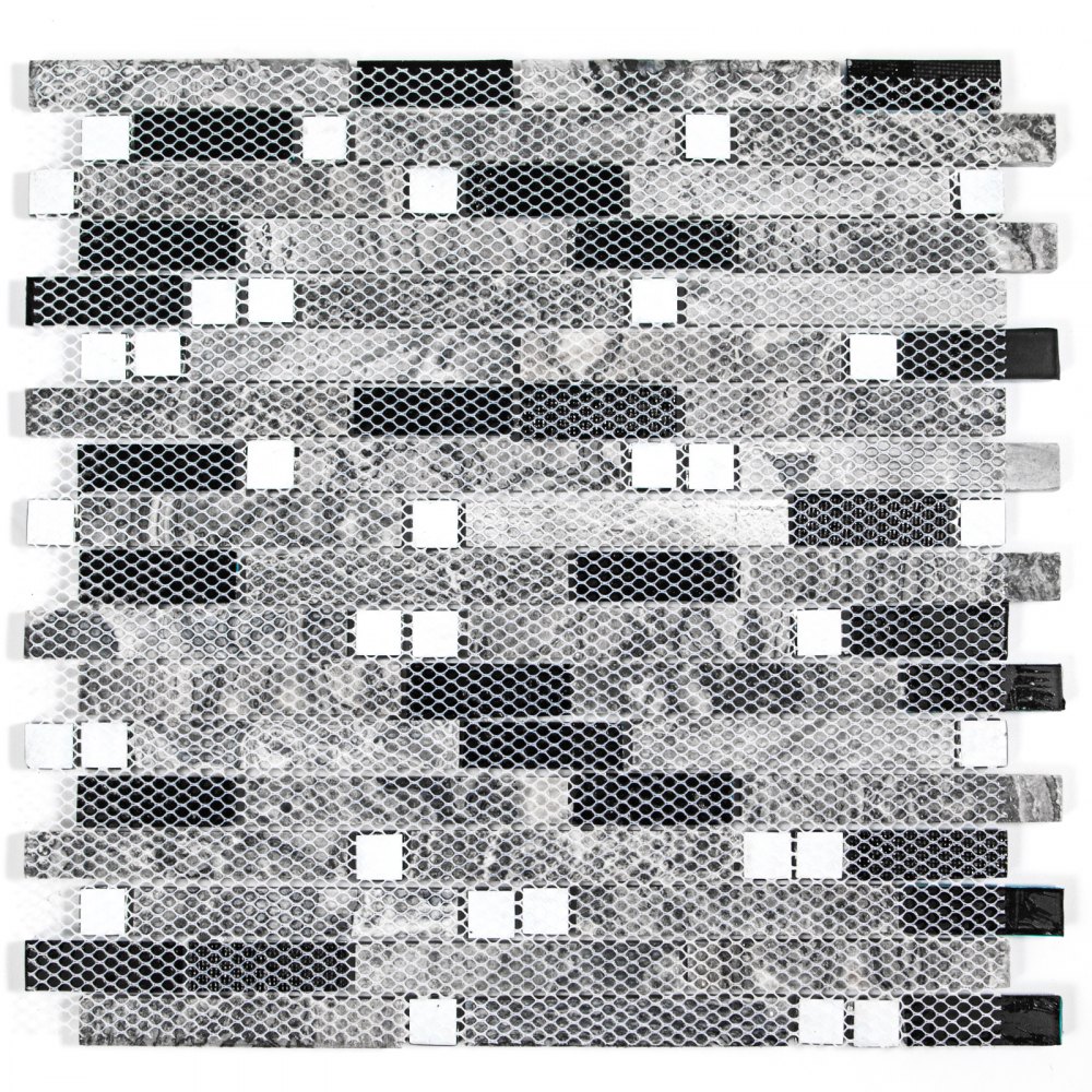 Mosaico Azulejos De Vidrio Azul Y Piedra De Cristal 300*300*8mm X12piezas