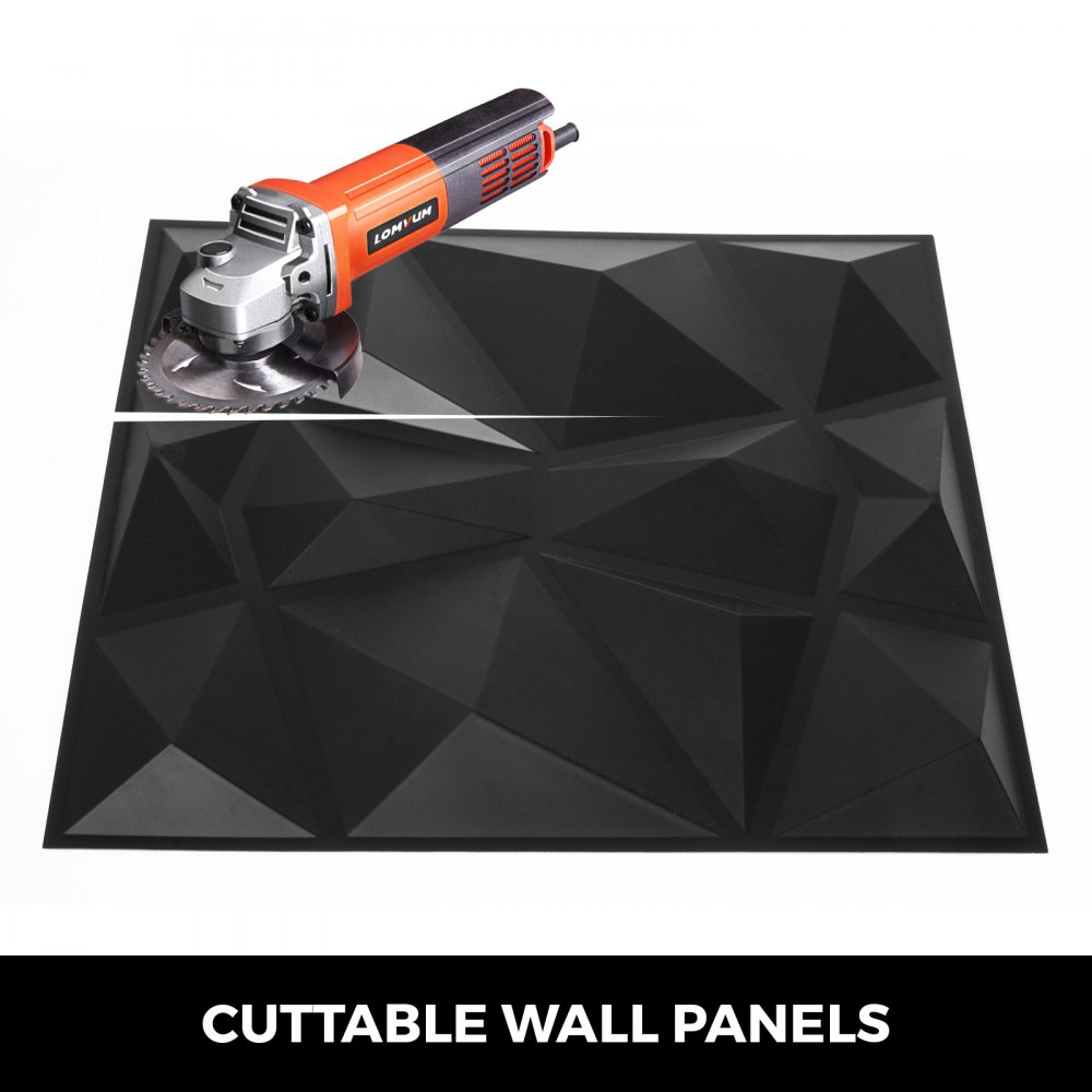 3d Azulejos Negros 50 X 50 Cm 13 Pcs Paneles De Pared De Pvc 3d Impermeable