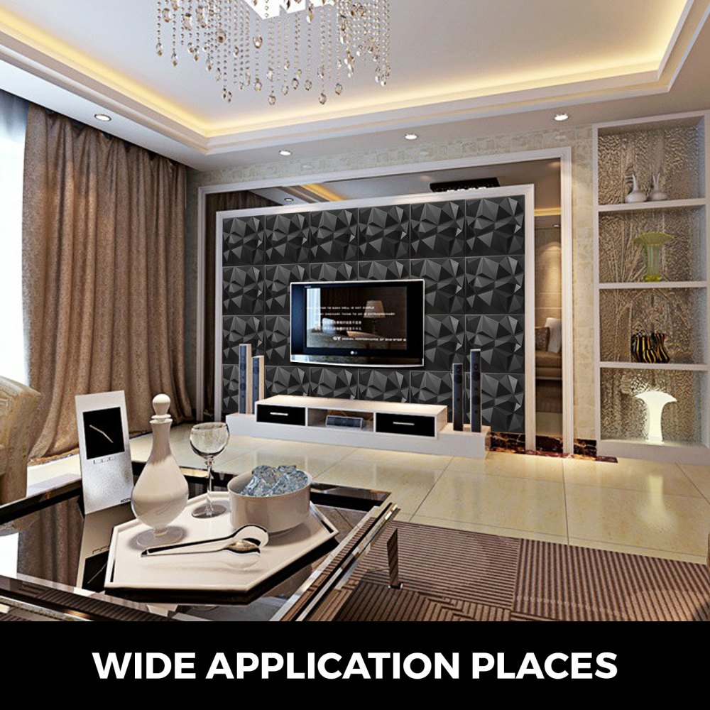 3d Azulejos Negros 50 X 50 Cm 13 Pcs Paneles De Pared De Pvc 3d Impermeable