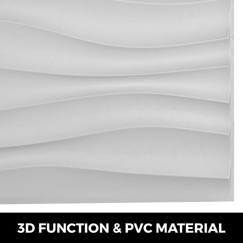 Paneles De Pared De Pvc 3d Impermeable Azulejos Blancos Diseño De Olas 13pcs