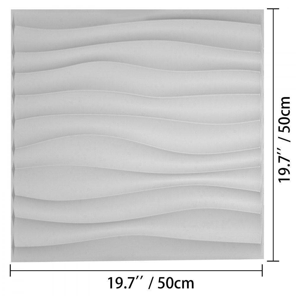 Paneles De Pared De Pvc 3d Impermeable Azulejos Blancos Diseño De Olas 13pcs