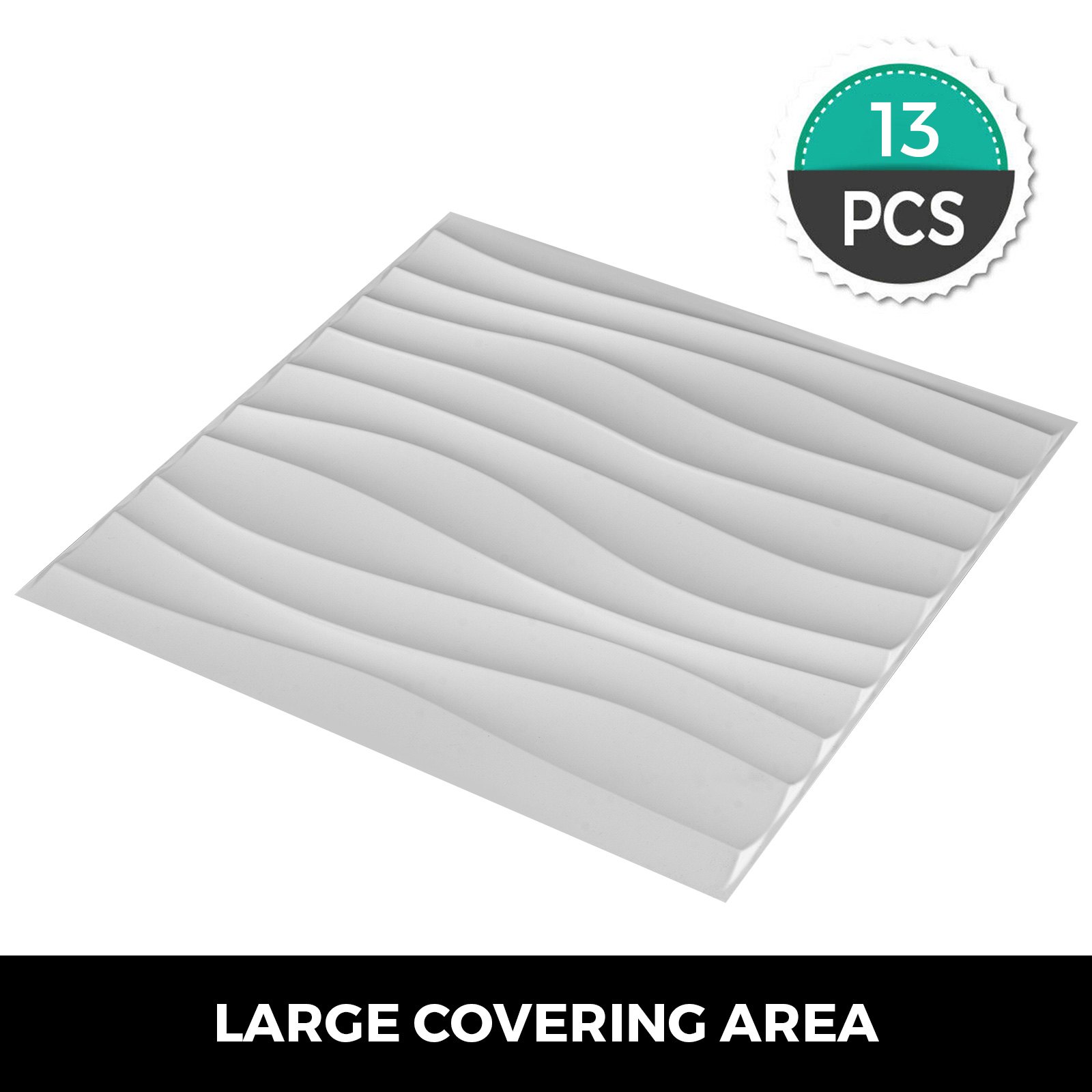 Paneles De Pared De Pvc 3d Impermeable Azulejos Blancos Diseño De Olas 13pcs