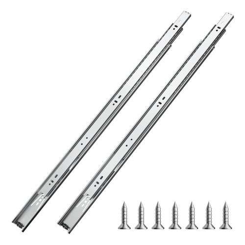 VEVOR Correderas para Cajones de Tocador de Montaje Lateral, 10 Pares Rieles para Gabinete con Cojinetes de Bolas Extensión Completa, Carga 45kg, para Reemplazo de Cocina DIY, 600 x 46 x 12,7 mm