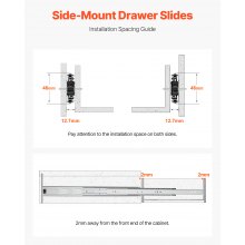 VEVOR Correderas para Cajones con Montaje Lateral 10 Pares 600 x 46 x 12,7 mm