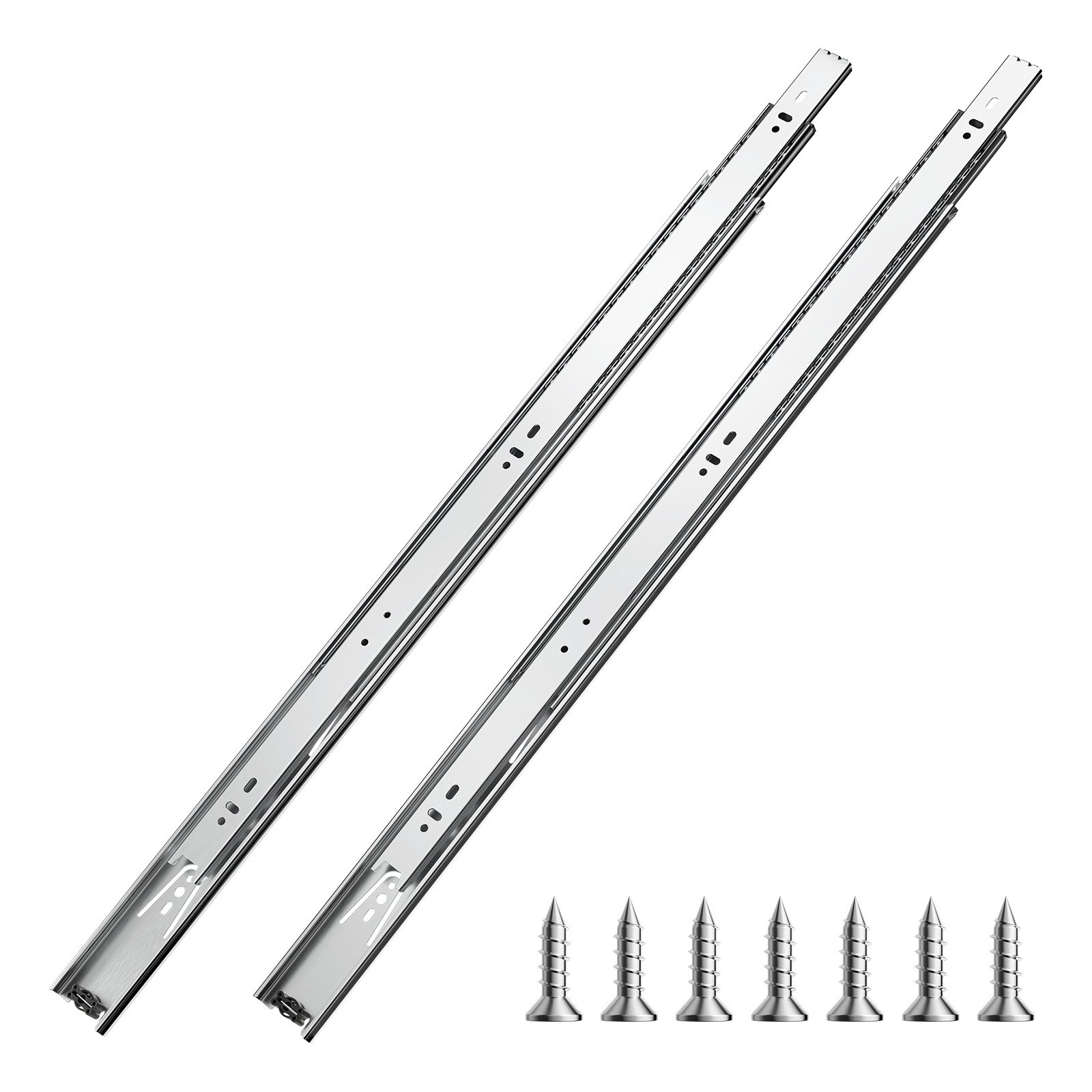 VEVOR Correderas para Cajones de Tocador de Montaje Lateral, 10 Pares Rieles para Gabinete con Cojinetes de Bolas Extensión Completa, Carga 45kg, para Reemplazo de Cocina DIY, 600 x 46 x 12,7 mm