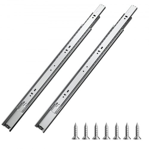 VEVOR Correderas para Cajones de Tocador de Montaje Lateral, 10 Pares Rieles para Gabinete con Cojinetes de Bolas Extensión Completa, Carga 45kg, para Reemplazo de Cocina DIY, 450 x 46 x 12,7 mm