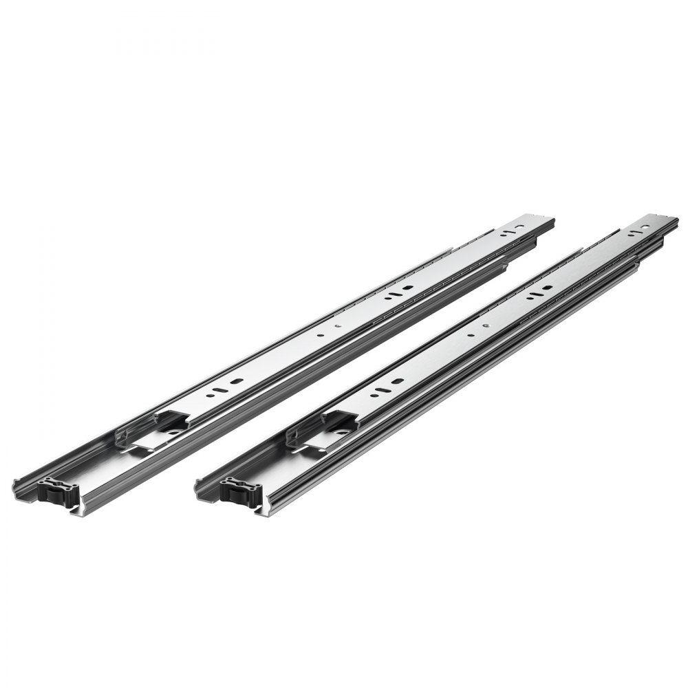 VEVOR Correderas para Cajones de Tocador de Montaje Lateral, 10 Pares Rieles para Gabinete con Cojinetes de Bolas Extensión Completa, Carga 45kg, para Reemplazo de Cocina DIY, 450 x 46 x 12,7 mm