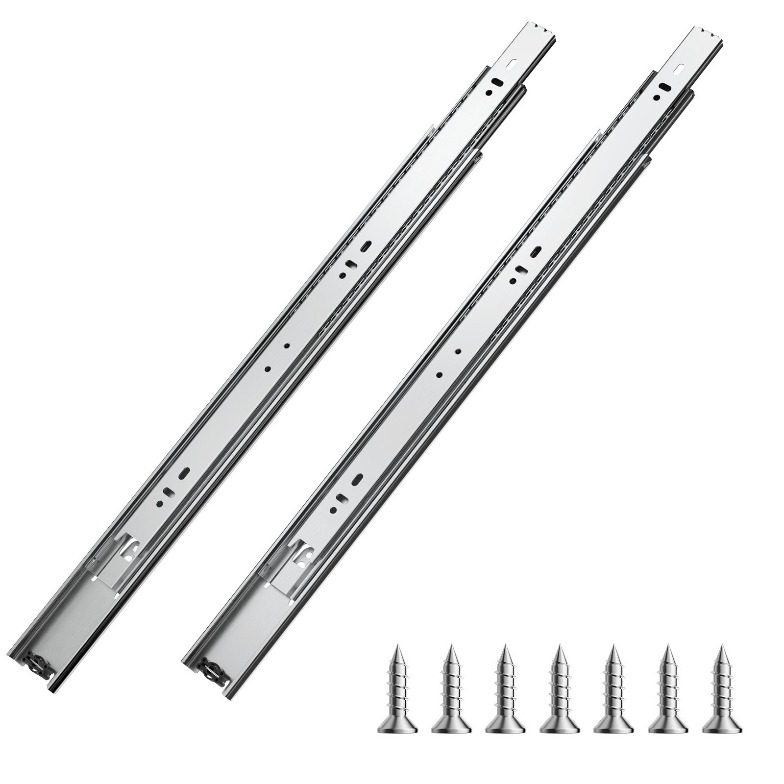 VEVOR Correderas para Cajones de Tocador de Montaje Lateral, 10 Pares Rieles para Gabinete con Cojinetes de Bolas Extensión Completa, Carga 45kg, para Reemplazo de Cocina DIY, 450 x 46 x 12,7 mm