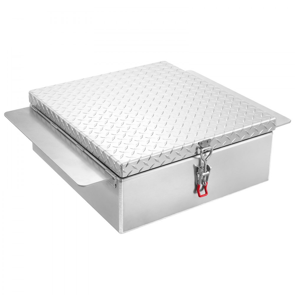 VEVOR Caja de Herramientas para Caja de Camión, Aleación Aluminio, con Placa de Diamante, Soporta hasta 100 kg, Ideal para Camión, Camioneta, Caja, RV, Remolque, 770 x 610 x 230 mm, Color Plata
