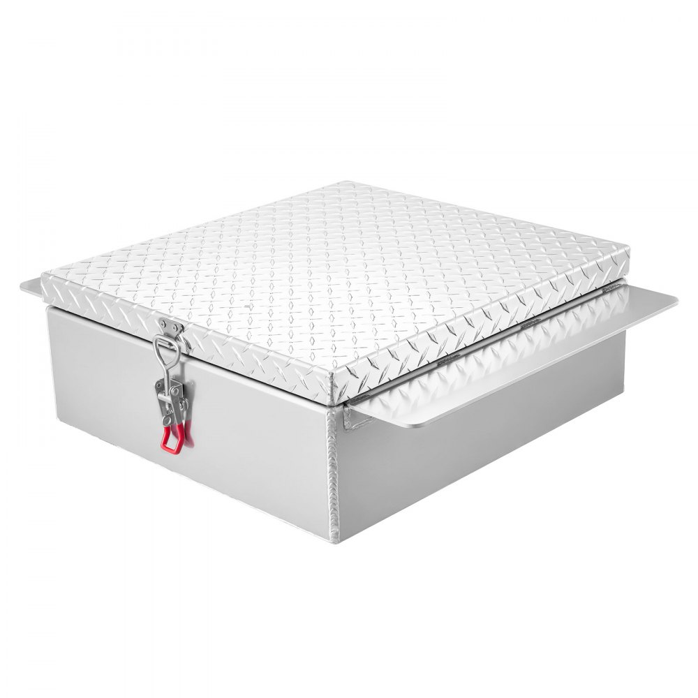 VEVOR Caja de Herramientas para Caja de Camión, Aleación Aluminio, con Placa de Diamante, Soporta hasta 100 kg, Ideal para Camión, Camioneta, Caja, RV, Remolque, 770 x 610 x 230 mm, Color Plata