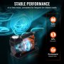 Compresor de aire VEVOR 12v con cilindro doble, ciclo de trabajo del 45% y motor magnético permanente.