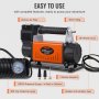 Compresor de aire VEVOR de 12 V con filtro de aire incorporado, conexión Nitto, manómetro de 150 psi y manguera de aire de 20 pies.