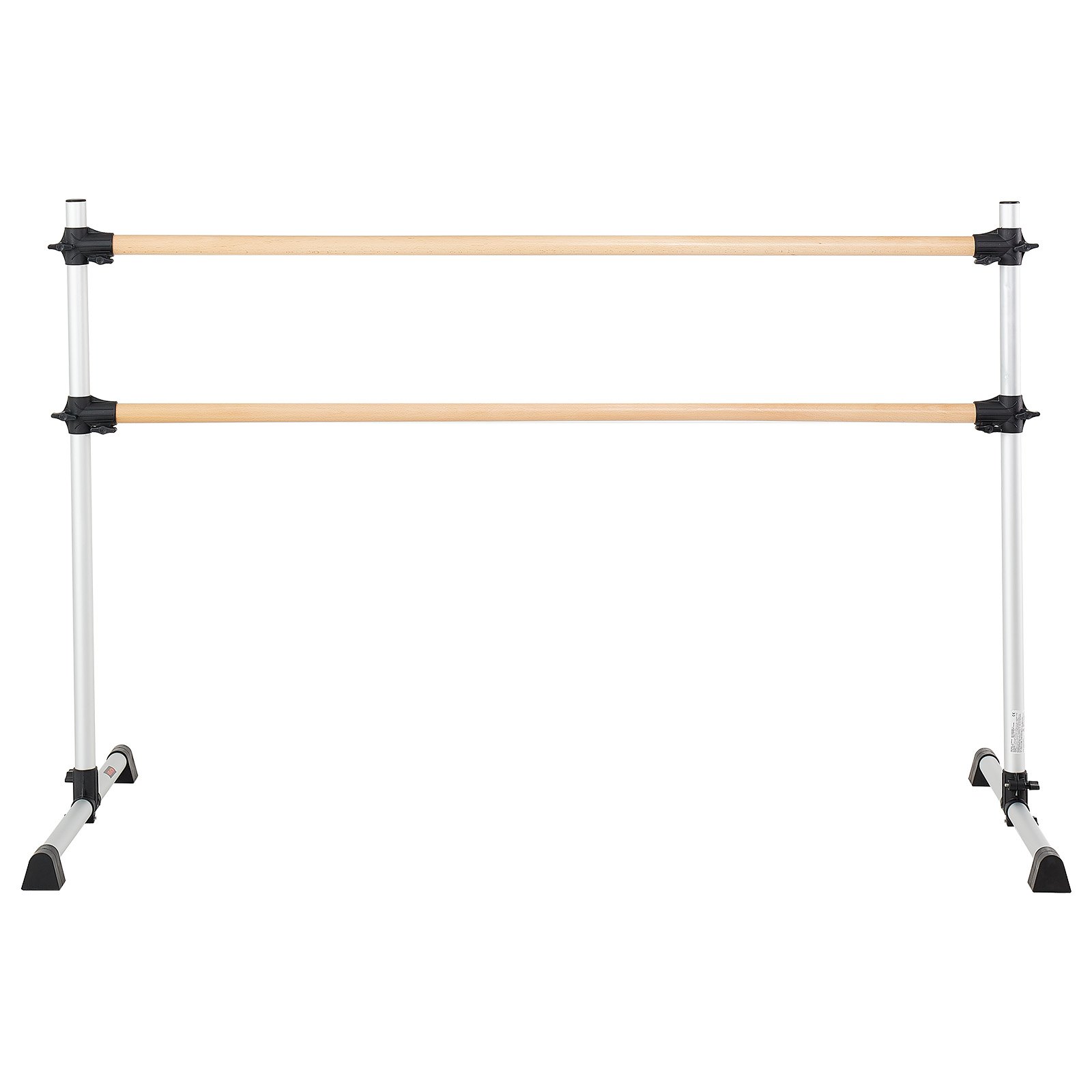 VEVOR Barra de Baile Independiente Doble, Altura Ajustable 170-1165 mm, Barra Elástica de Madera para Ejercicios de Ballet, Entrenamiento de Equilibrio y Relajación, 1840 x 760 x 1180 mm, Plata