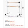 VEVOR Barra de Ballet Independiente Doble, Altura 170-1165 mm, Barra Elástica de Madera para Entrenamiento de Equilibrio, Ejercicios de Relajación y Gimnasio, 1260 x 760 x 1180 mm, Carga 136 kg
