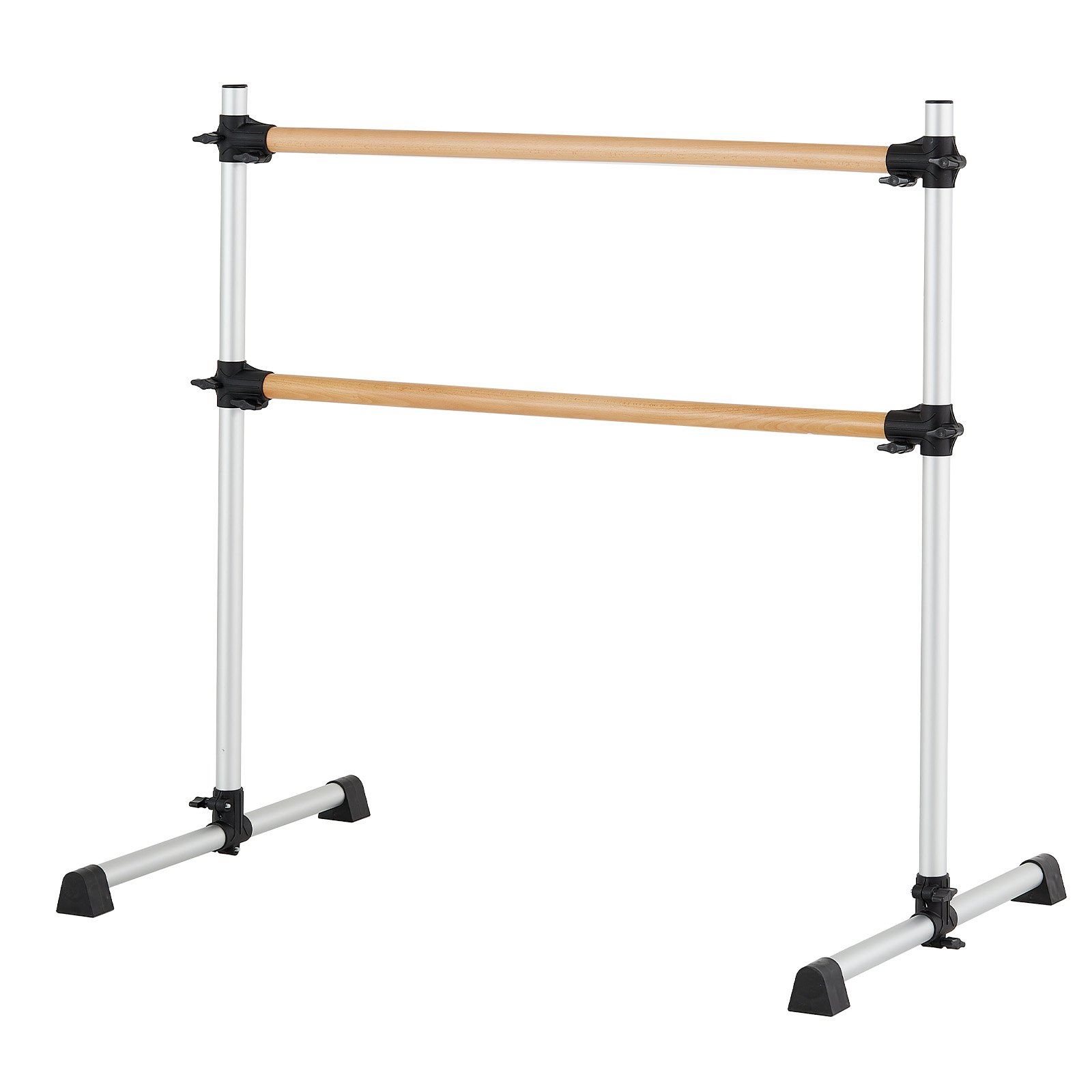 VEVOR Barra de Ballet Independiente Doble, Altura 170-1165 mm, Barra Elástica de Madera para Entrenamiento de Equilibrio, Ejercicios de Relajación y Gimnasio, 1260 x 760 x 1180 mm, Carga 136 kg