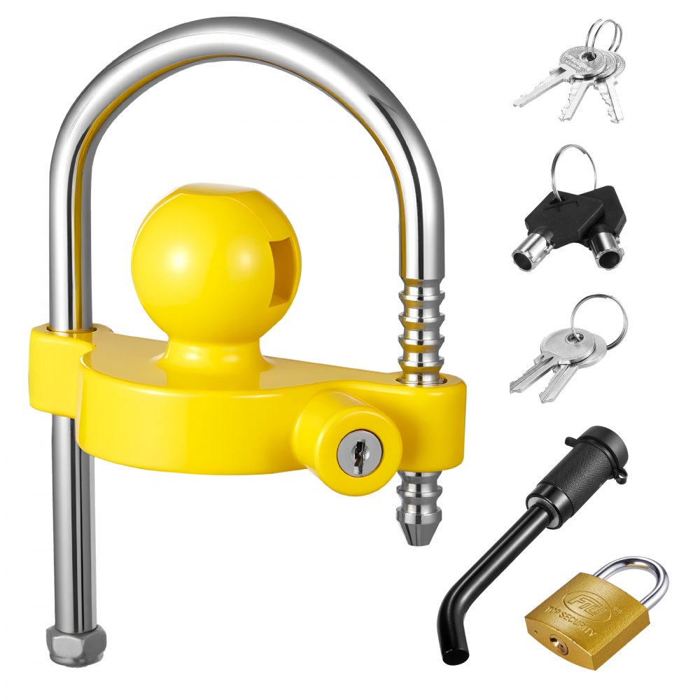VEVOR Kit de Candado para Enganche de Remolque, para Acopladores 47,6/50,8/58,7 mm, con Llaves, Resistente a la Palanca, Diseño de Altura Ajustable para Vehículos Recreativos, Barcos y Remolques