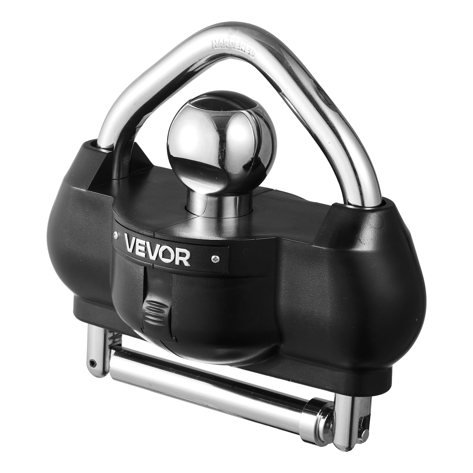VEVOR Candado para Remolque, Compatible con Enganches 4,76 cm, 5,08 cm y 5,87 cm, con Bola Antirrobo y 3 Llaves, Altura Ajustable para Autocaravanas, Barcos y Remolques, Negro, 187 x 86 x 170 mm