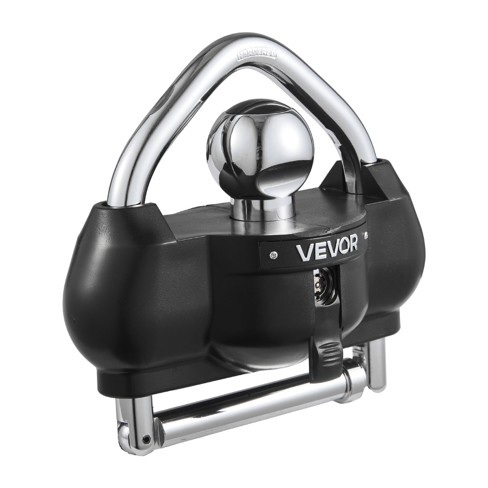 VEVOR Candado para Remolque, Compatible con Enganches 4,76 cm, 5,08 cm y 5,87 cm, con Bola Antirrobo y 3 Llaves, Altura Ajustable para Autocaravanas, Barcos y Remolques, Negro, 187 x 86 x 170 mm