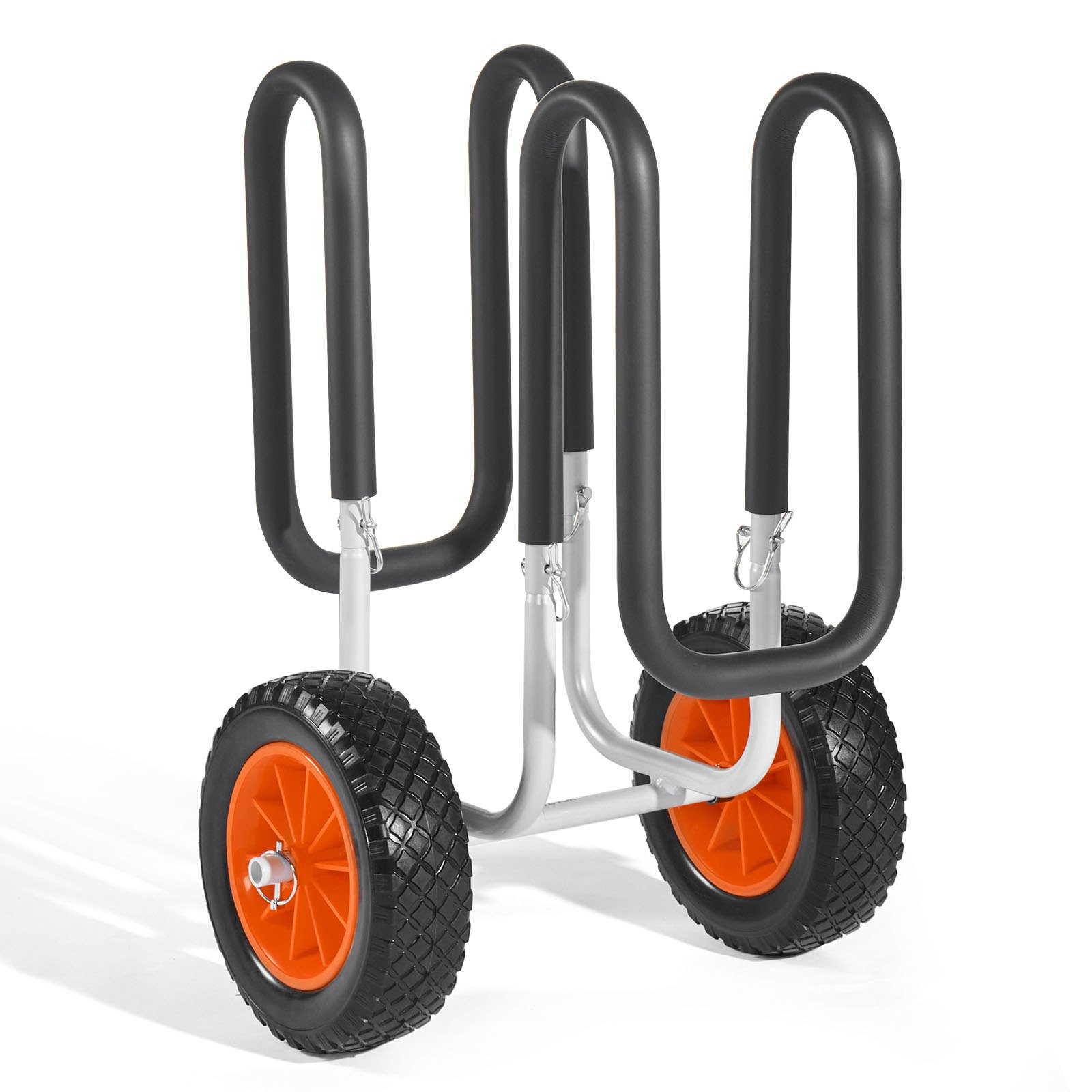 VEVOR Remolque Vertical para Kayak, Remolque de Kayak 520 x 500 x 680 mm con Neumáticos de Goma Maciza de 25,4 cm y Soportes Carga de 68 kg, Carrito para Tabla de Surf de Remo, Kayaks, Canoas