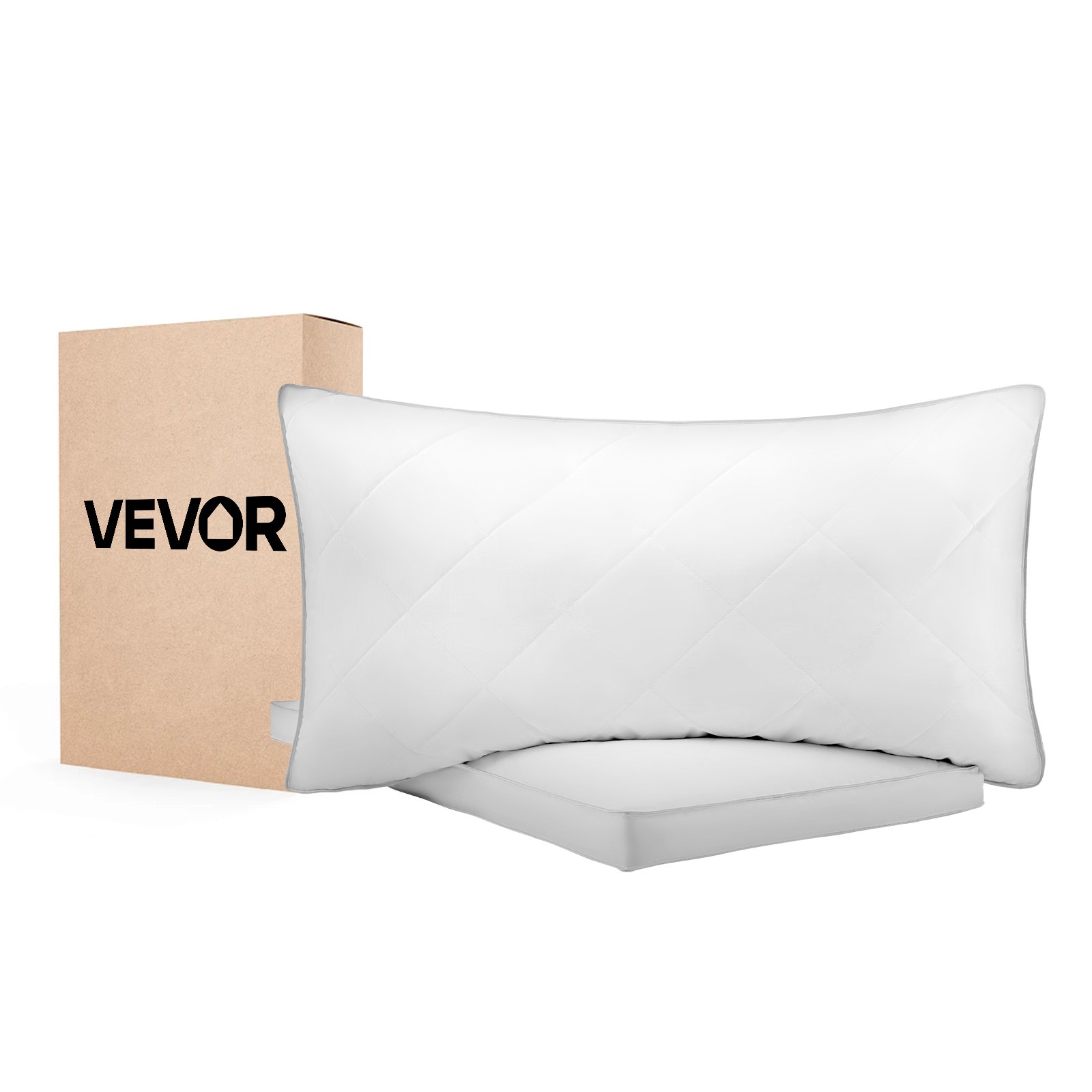VEVOR Almohadas de Cama, 2 Piezas, Tamaño King 910 x 500 mm, Almohadas de Hotel de Lujo con Relleno Alternativo de Plumón Original, Sujetas y Mullidas, ideales para Descanso y Relajación, Blanco
