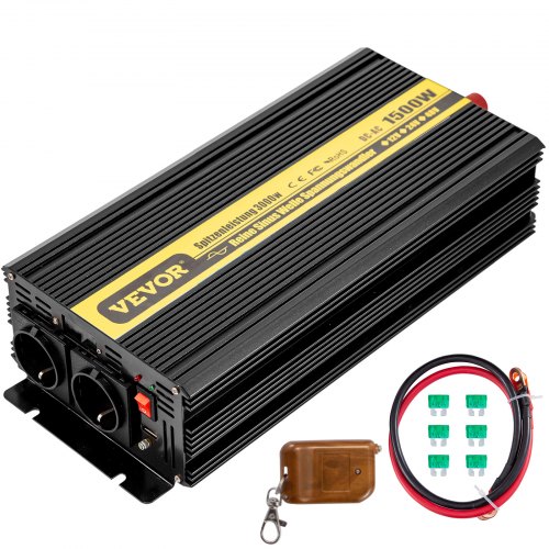 Vevor Inversor Onda Pura Convertidor Transformador Usb 12 v 230 v 1500 W Negro