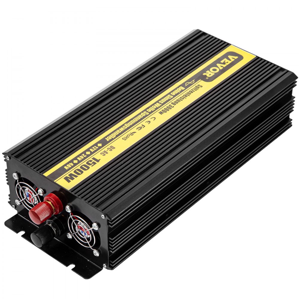 Vevor Inversor Onda Pura Convertidor Transformador Usb 12 v 230 v 1500 W Negro