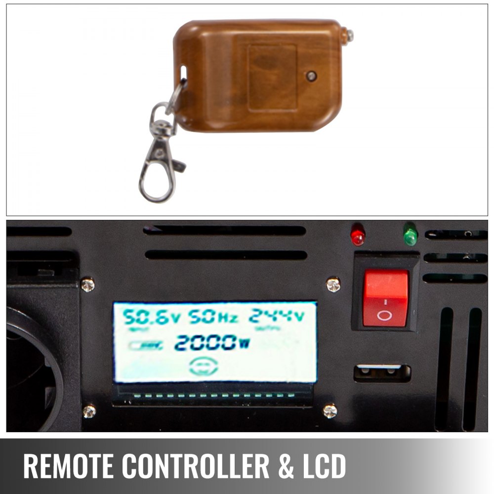 Vevor Inversor Onda Pura Convertidor Transformador Usb 12 v 230 v 1500 W Con Lcd