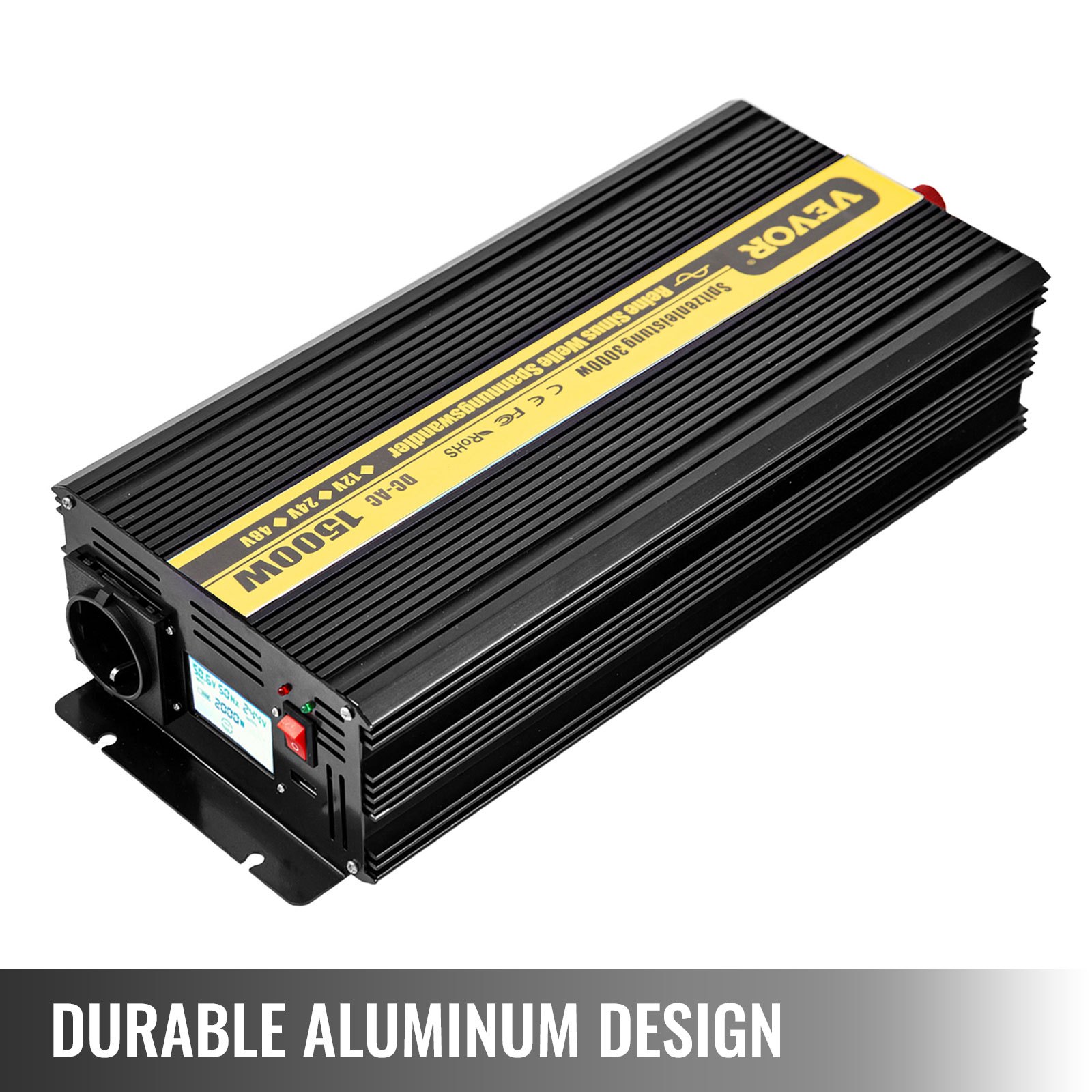 Vevor Inversor Onda Pura Convertidor Transformador Usb 12 v 230 v 1500 W Con Lcd