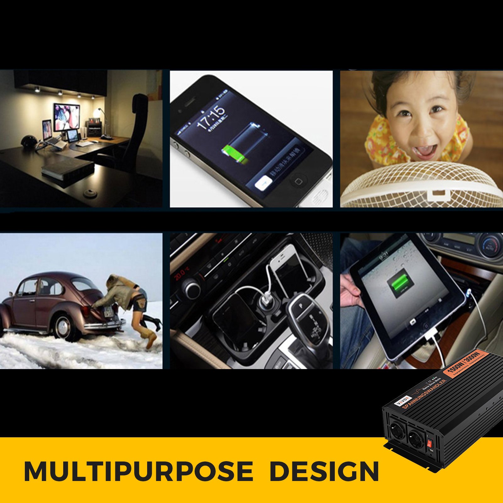 Inversor De Onda Sinusoidal Pura 1500w 3000w Convertidor De Voltaje 24v A 230v