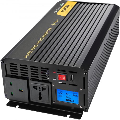 Vevor Inversor De Corriente Onda Sinusoidal Pura 1.000 W Convertidor 12 V 240 V