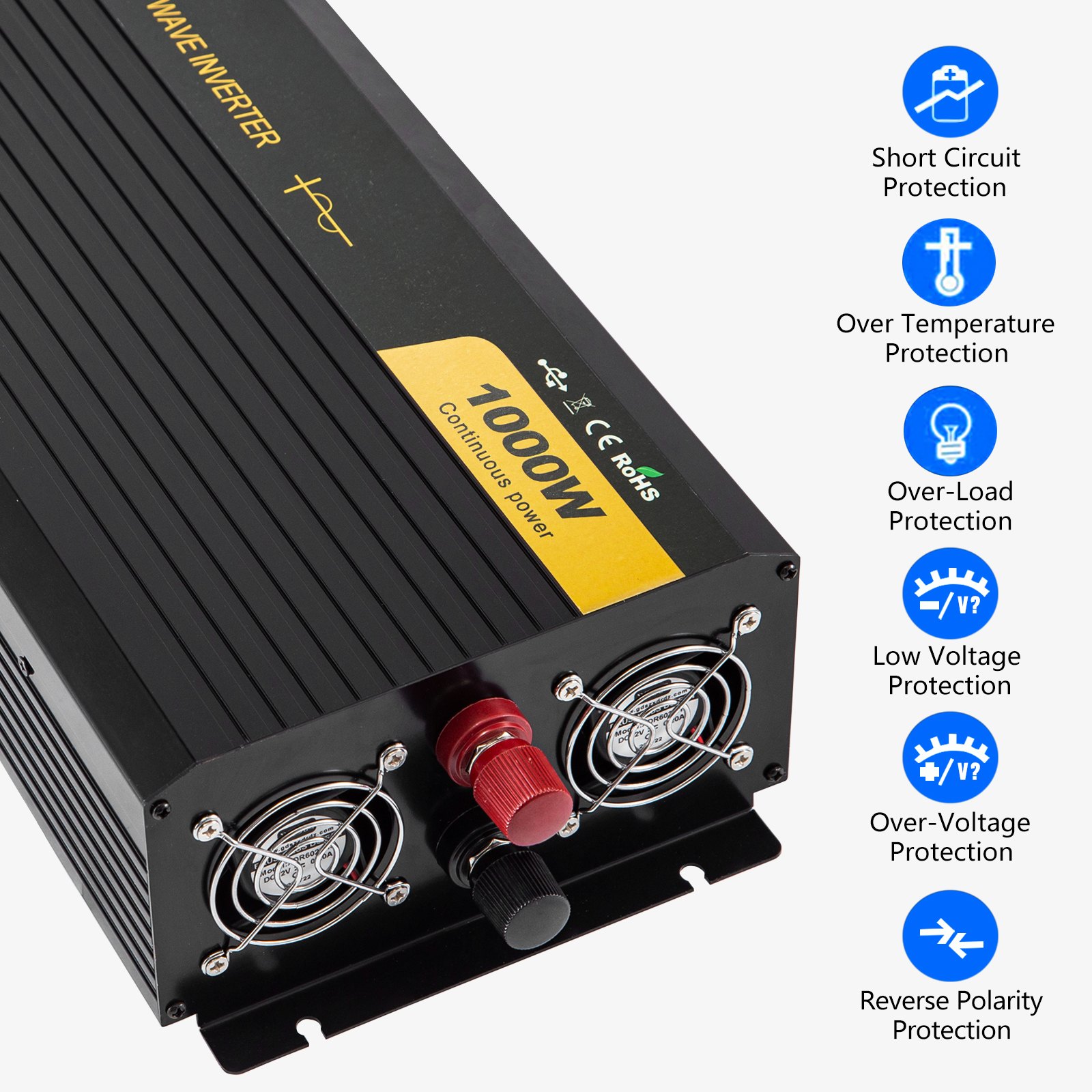 Vevor Inversor De Corriente Onda Sinusoidal Pura 1.000 W Convertidor 12 V 240 V