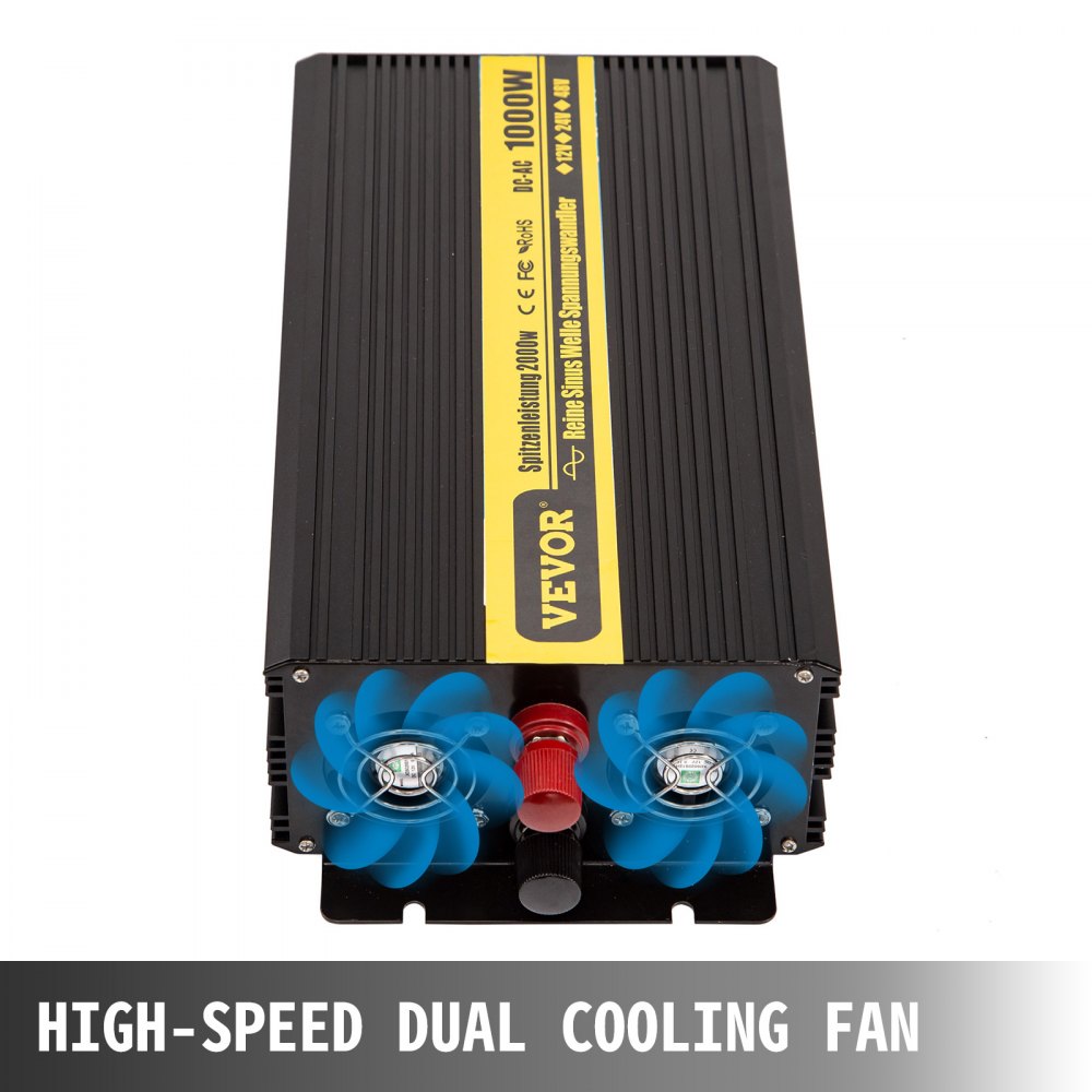 Vevor Inversor De Corriente De Onda Sinusoidal Pura 1000w 2000w Dc 12v A Ac 230v