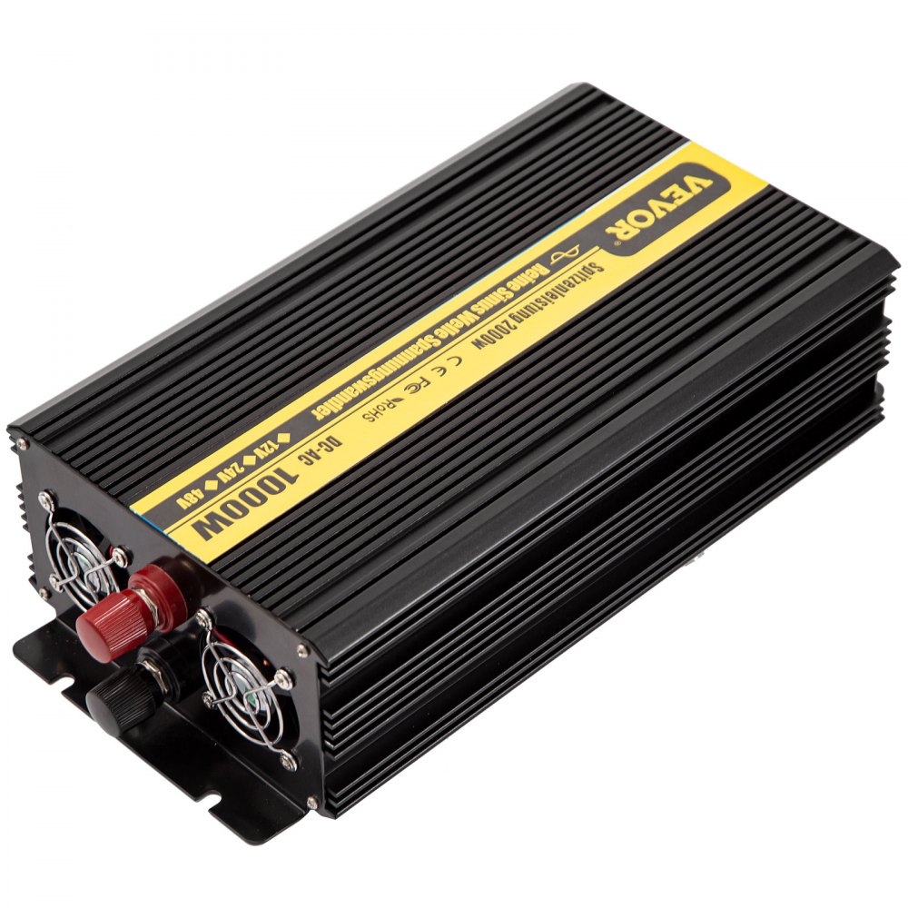 Vevor Inversor Onda Pura Convertidor Transformador Usb 12 v 230 v 1.000 W Negro