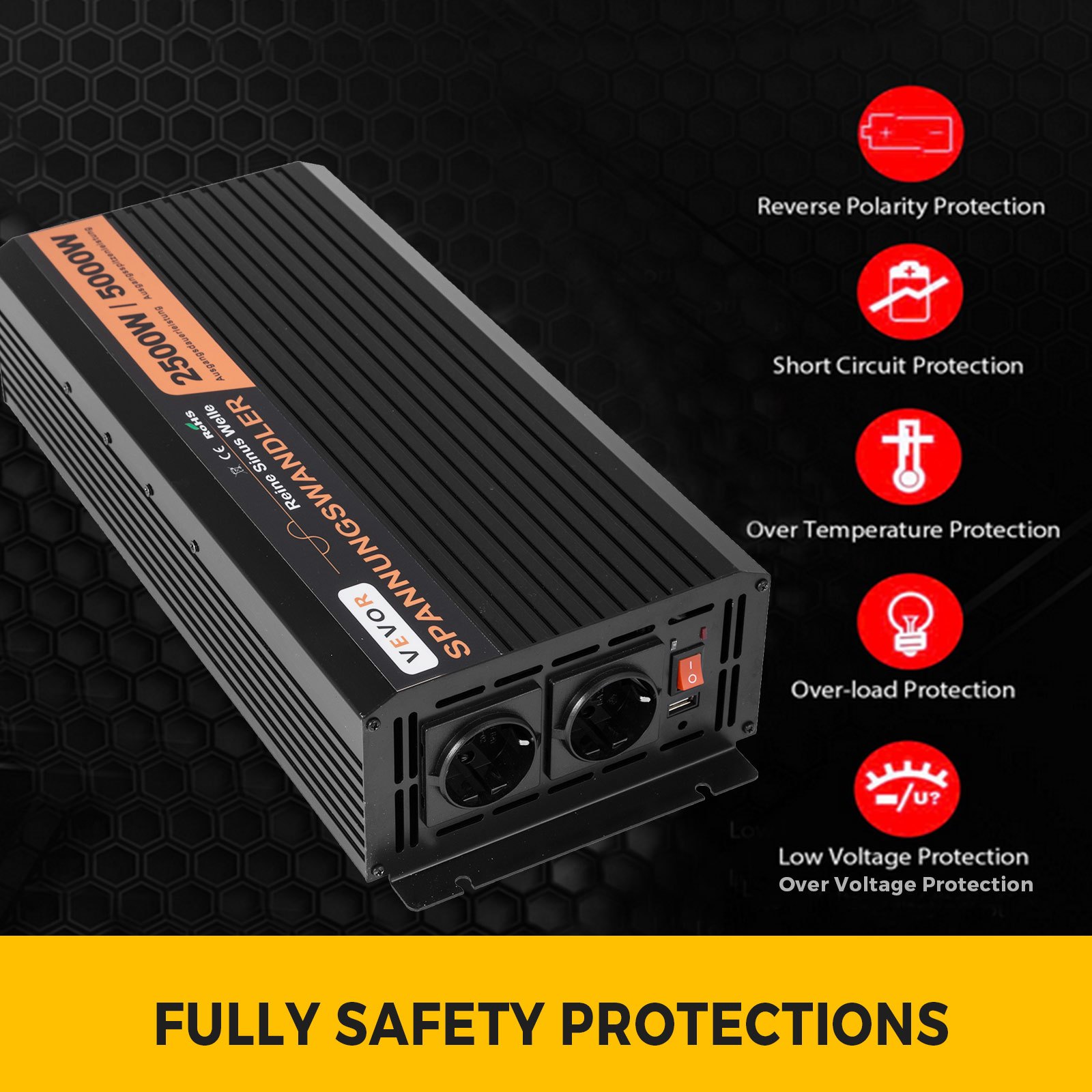 Inversor De Corriente Onda Sinusoidal Pura 2500 W Inversor Solar 24 V A 230 V