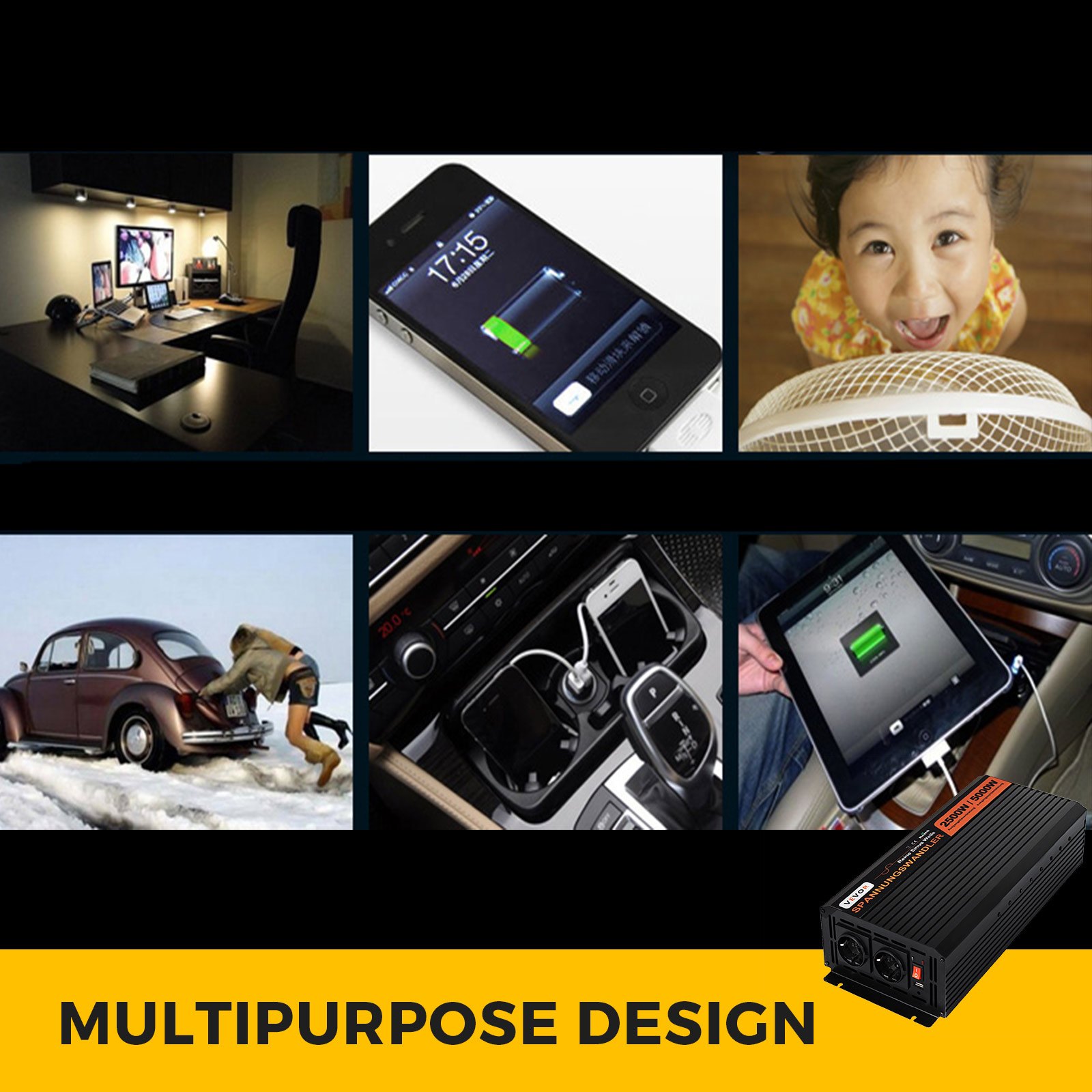 Inversor De Corriente Onda Sinusoidal Pura 2500 W Inversor Solar 24 V A 230 V