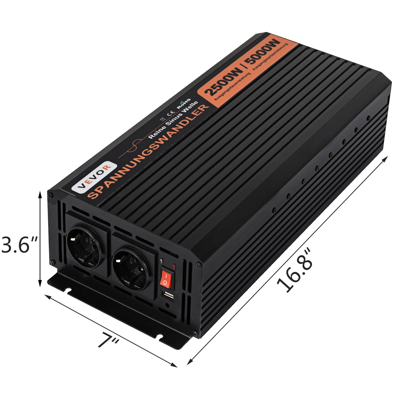 Inversor De Corriente Onda Sinusoidal Pura 2500 W Inversor Solar 24 V A 230 V